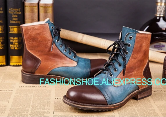 

Autumn Winter Boots Fashion Men Boots Genuine leather Ankle Western Boots Round Toe Combat Boots Oxford Shoes For Men Real Pics