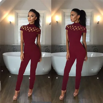 

New Arrivals Fashion Women Casual Short Sleeve Jumpsuits Bodysuit Romper Jumpsuit Long Pants