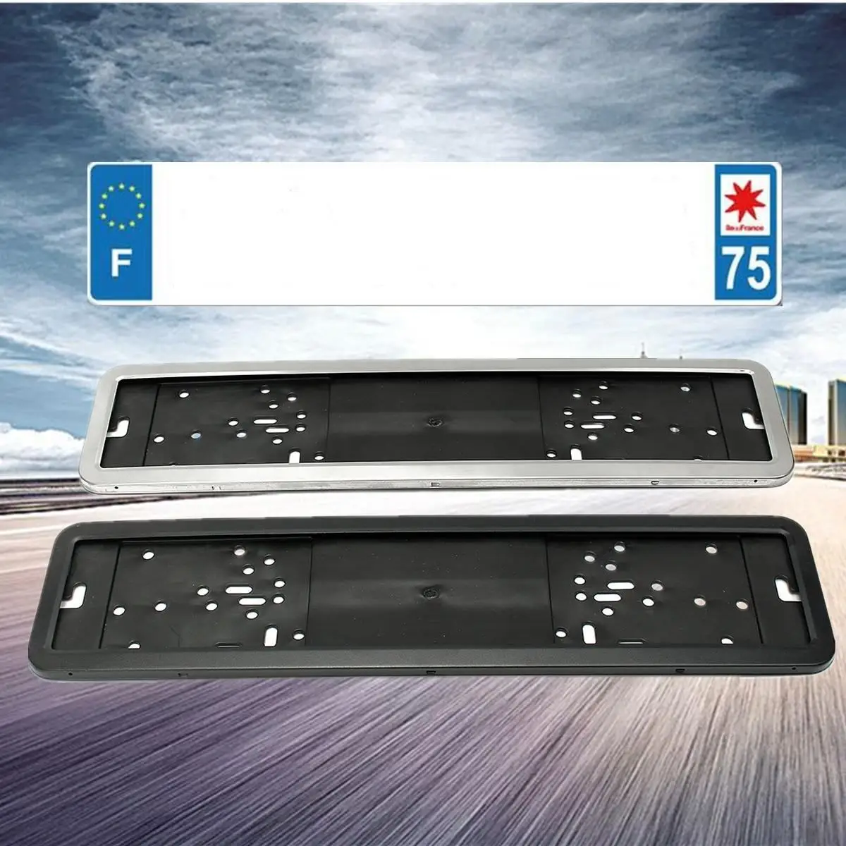 

European / German / Russian Car license plate Number frame stainless steel 8K (0.6 thickness) Black Silver