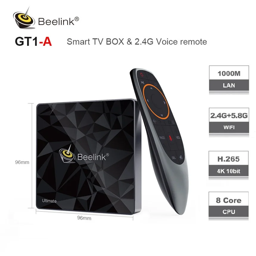 

Beelink Ultimate GT1-A Android 7.1 TV Box 4K Voice Control Amlogic S912 3GB DDR4 32GB Octa Core 5G WiFi 1000Mb BT4.0 Set TV Box