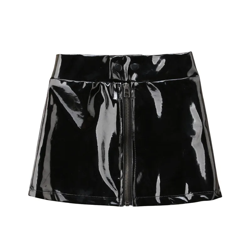 Baby Kids Toddler Girls Outfit PU Leather Skirt Summer Black Red Zipper