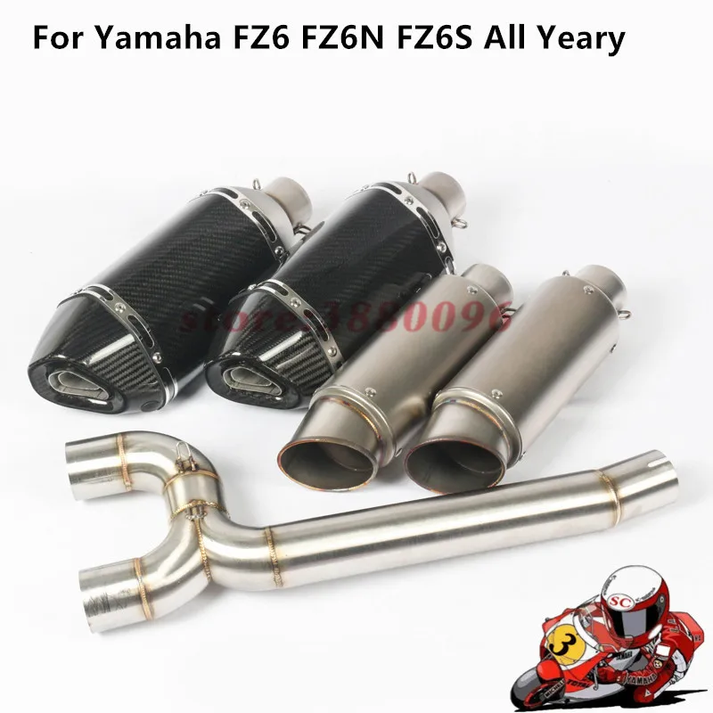 

Motorcycle Full Exhaust System Slip on For YAMAHA FZ6N FZ6N FZ6S All Year Carbon Fiber Exhaust Muffler Pipe