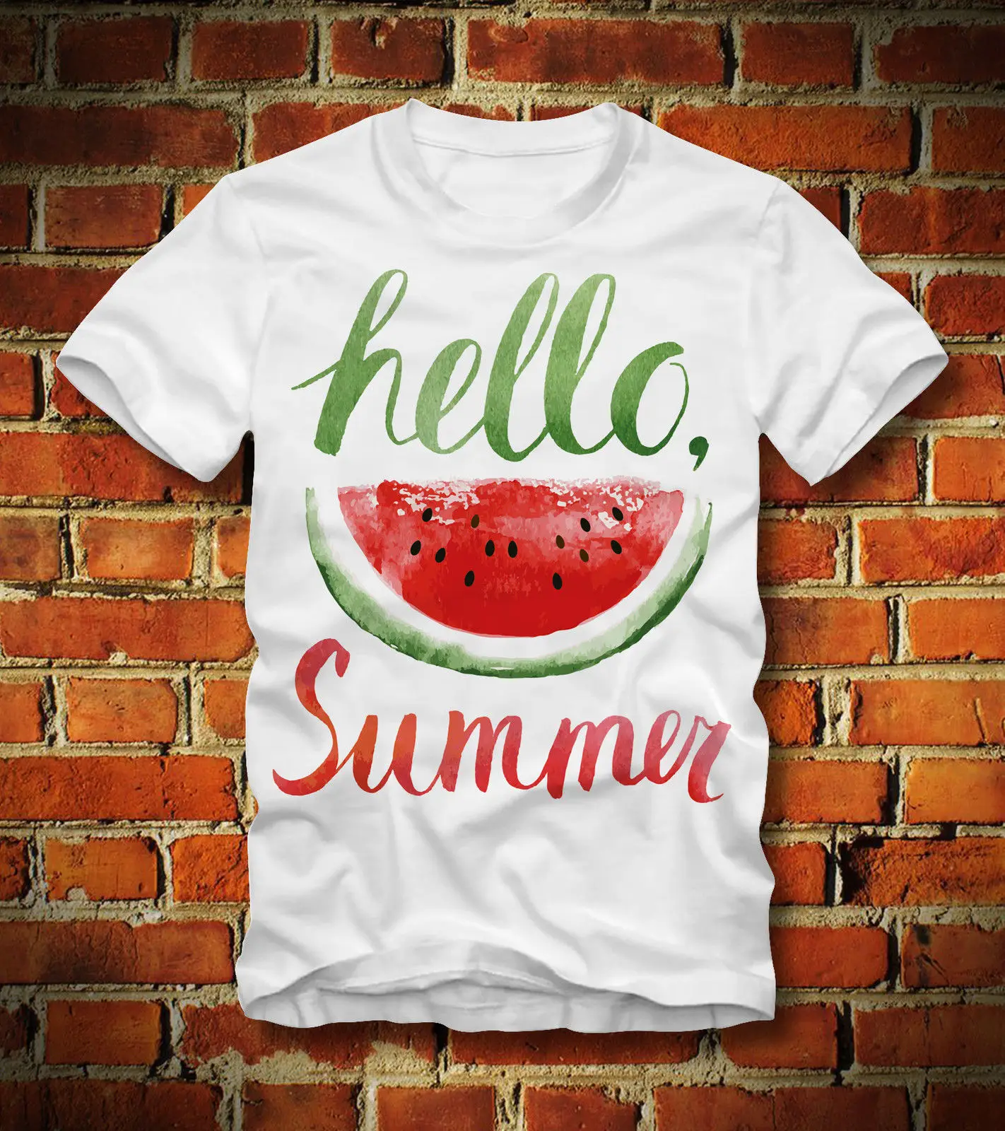 Футболка HELLO SUMMER HALLO SOMMER WASSER MELONE URLAUB ITALIEN SPAINCartoon Мужская футболка унисекс новая