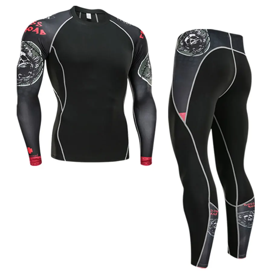 Günstige Winter Thermische Unterwäsche Set herren Sportswear Running Training Warme Basis Schicht Kompression Strumpfhosen Jogging Anzug herren Gym 2019