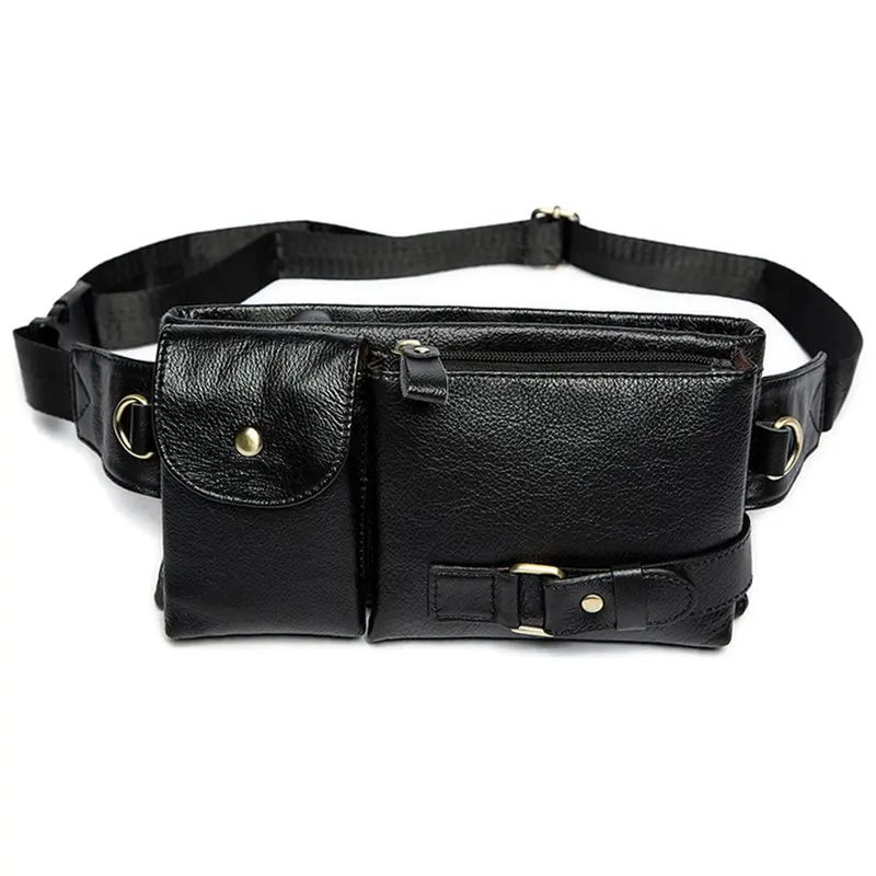 

Waist Packs Fanny Pack Belt Bag Phone Pouch Bags Travel Waist Pack Male Small Waist Bag Leather Pouch(Black)