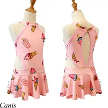 Розовое Бикини для маленьких девочек; цельный купальный костюм с рисунком мороженого; одежда для купания; летняя детская пляжная одежда