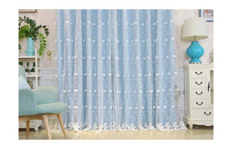 Cortinas dobles bordadas de princesa de encaje, cortinas de habitación personalizadas, cortinas modernas simples para decoración del hogar