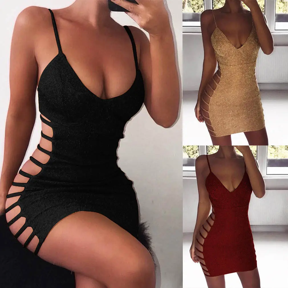 

2018 Newly Sexy Fashion Women Ladies Party Dress Sequined Sleeveless Strapless Skinny Solid Mini Dress 4 Colors