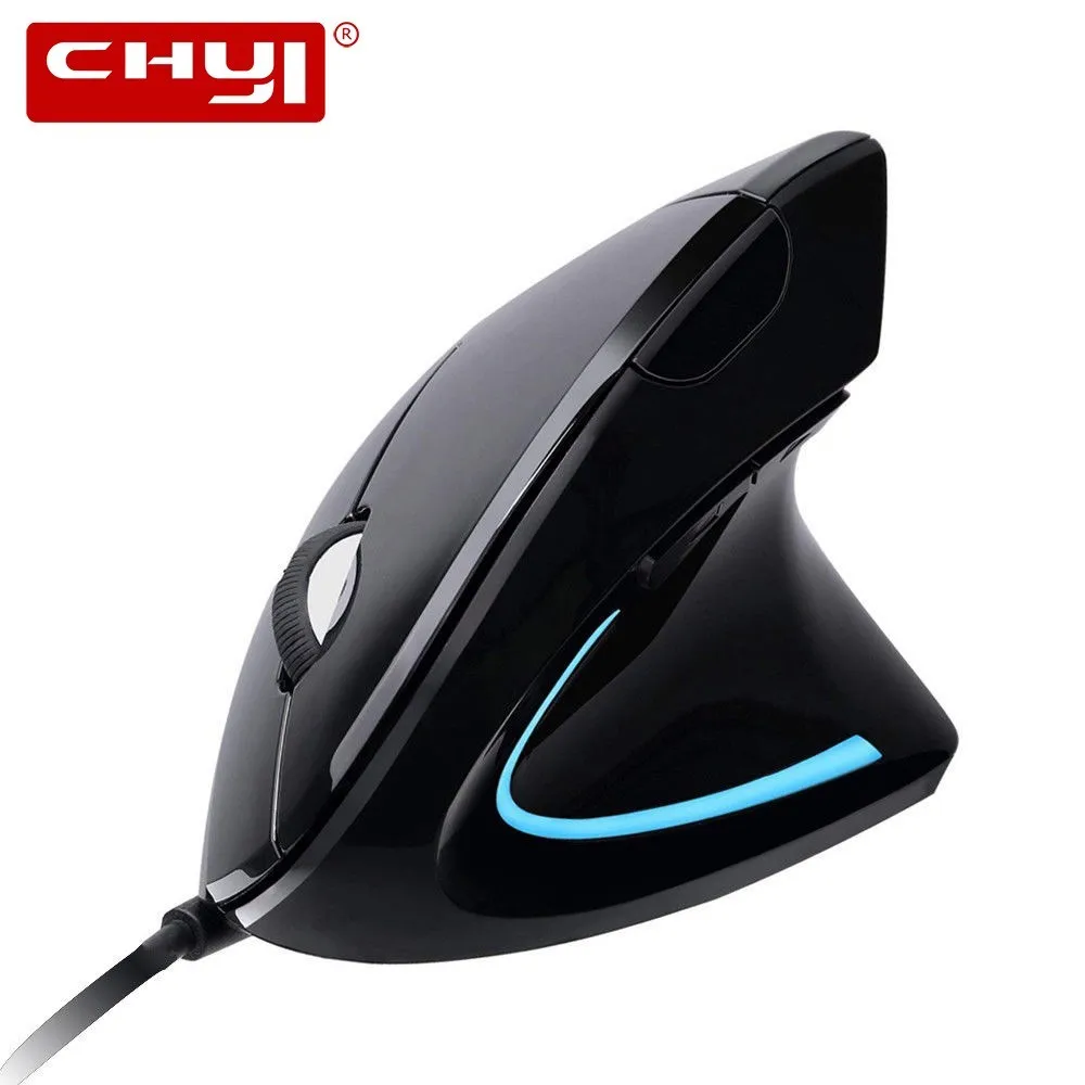 Kopen CHYI Bedrade Ergonomische Verticale Muis Met LED Licht 3200 dpi Optische Computer Muizen USB Kabel Gaming Muis Met Muismat voor PC