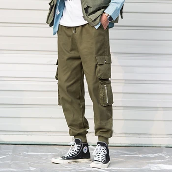 

Spring New Tooling Wind Pants Men Fashion Retro Solid Color Casual Trousers Man Streetwear Hip Hop Loose Overalls Male M-5XL