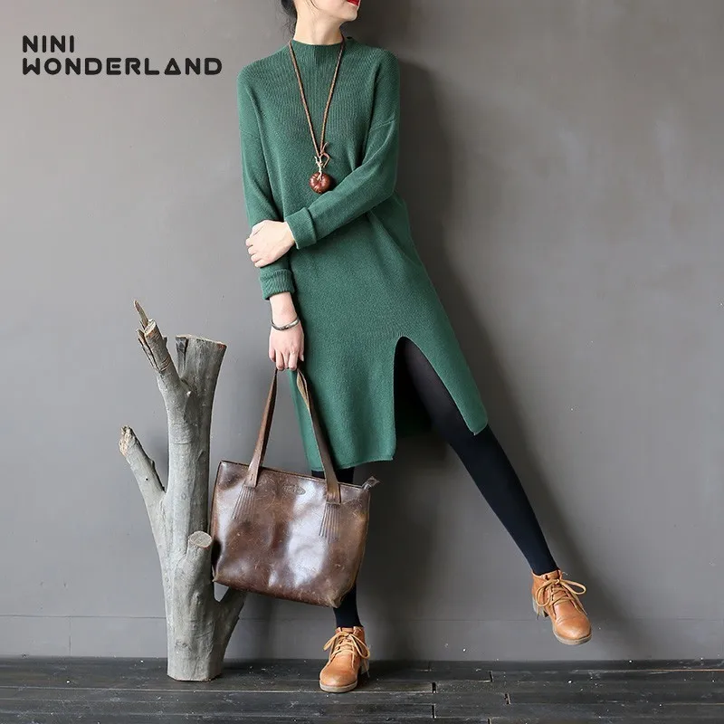 NINI WONDERLAND весенний однотонный Хлопковый вязаный пуловер с воротником под горло