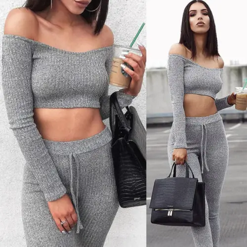 women's off the shoulder tracksuit