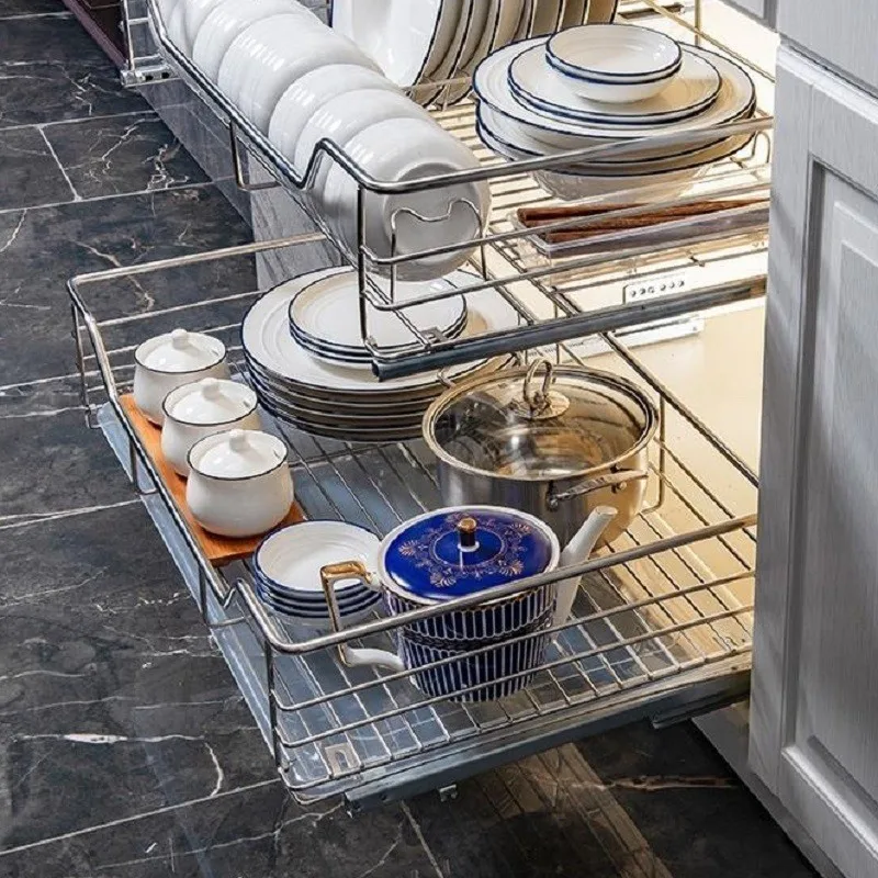 

Rangement Cuisine Pantry Malzemeleri Mutfak Stainless Steel Cozinha Rack Organizer Kitchen Cabinet Cestas Para Organizar Basket