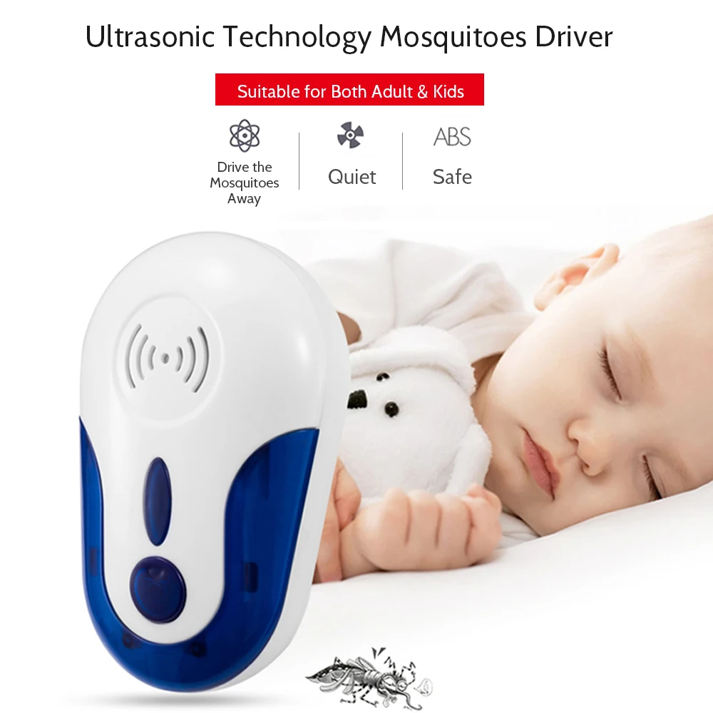 

Mosquito Driver Eletronic Repeller Bug Repellent Adopted Ultrasonic Technology Insect Pest with LED NightLight for Roach Mice 4W
