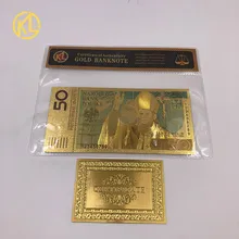 50 pln zloty polónia banknotegold banhado a nota colorida 24k folha de ouro dinheiro falso bill para coleção decoração para casa