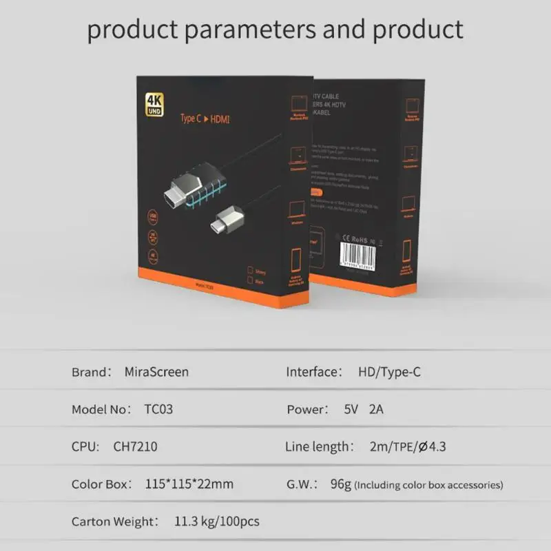 ABS цинковый сплав USB-C тип-c к HDMI 4 к 30 адаптер HZ конвертер кабель провода шнур для MacBook 100*100*10 мм