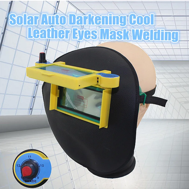 

FORGELO Solar Auto Darkening DIN9-DIN13 Welding Helmet Leather Eyes Mask Eyeshade/Patch/Goggles for TIG/MIG Welder Machine