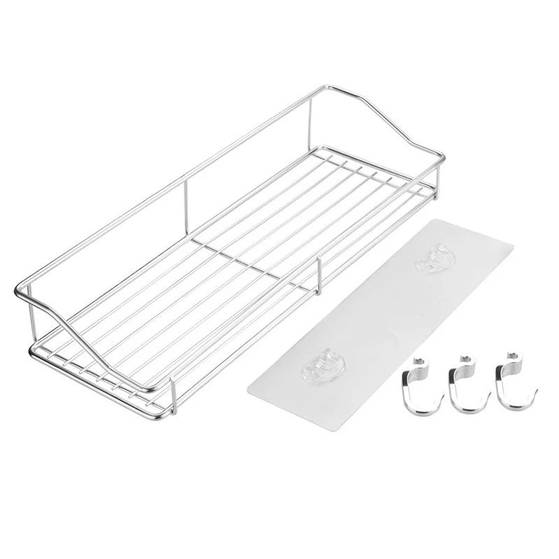 2 Pack Adhesive Bathroom Shelf Shower Shelf Bathroom Kitchen Organizer Rack,Wall Mounted,No Drilling