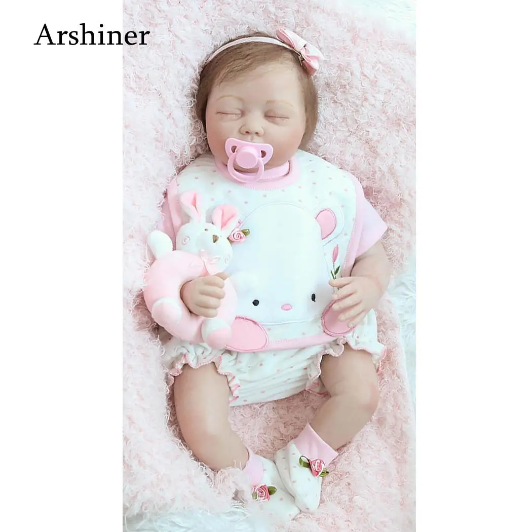 

NPK 55CM Real Silicone Girl doll Reborn Baby Girl's Toys Realistic Newborn Princess Babies Fashion 22'' Dolls Toy Bebe Reborn