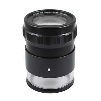 

10X Optical Glass Lens Adjustable Cylinder Scale Magnifier Stand Measuring Magnifier Scale Loupe with LED Light Magnifying Glass