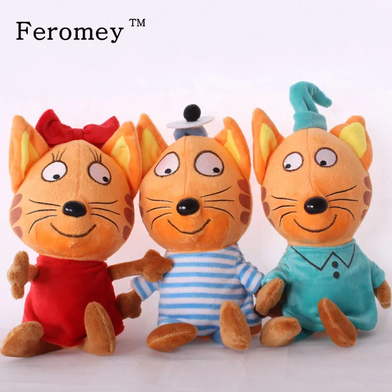 Русский мультфильм три котята плюшевая кукла игрушка счастливые котята кошка фигурки мягкая игрушка для детей рождественские подарки