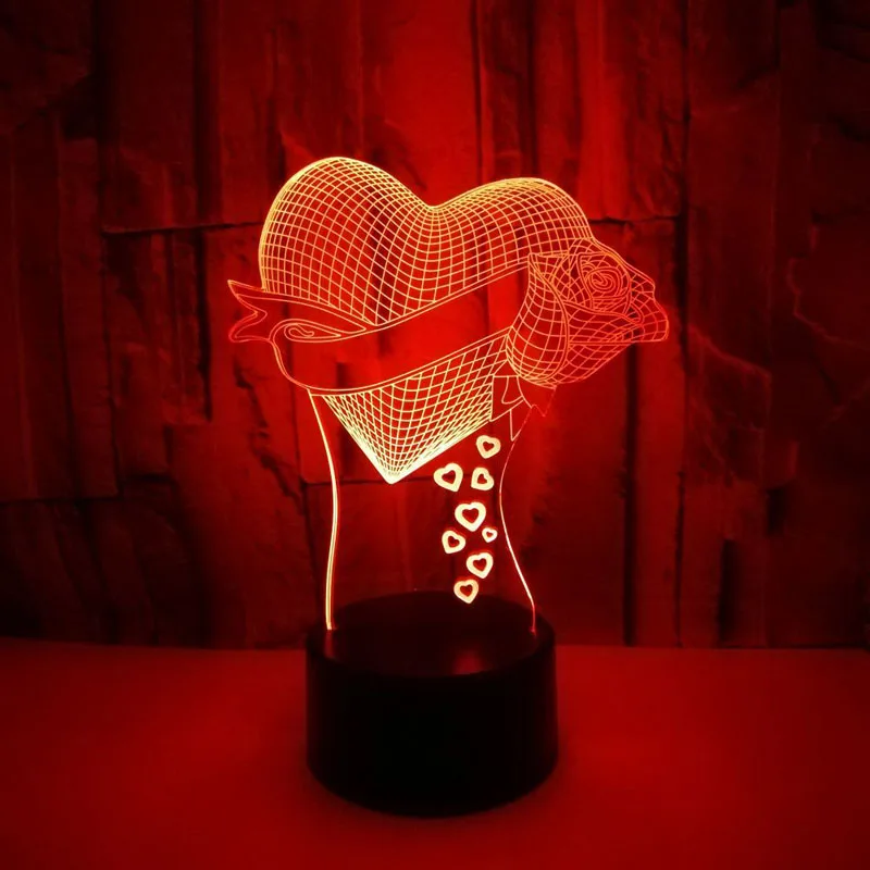 

YIMIA Creative Motion Sensor 3D Led Night Lights Lamps Love Heart Rose 7 Color Home Table Party Decor Lamps Children Kids Gifts