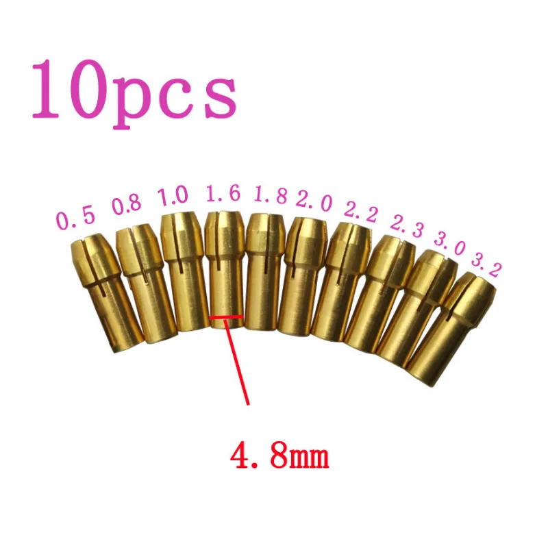 

Power Tool Accessory Mini Electric Drill Bit Chuck Copper Motor Shaft Clamp With Allen Wrench Drill Bit 10Pcs/set 0.5-3.2mm