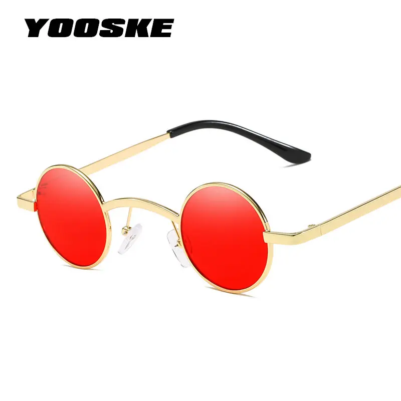 YOOSKE готические стимпанк очки, солнцезащитные очки для женщин, сплав, Круглый, известность, солнцезащитные очки для мужчин, тренд, Ретро стиль, зеркальные, отражающие солнцезащитные очки, UV400