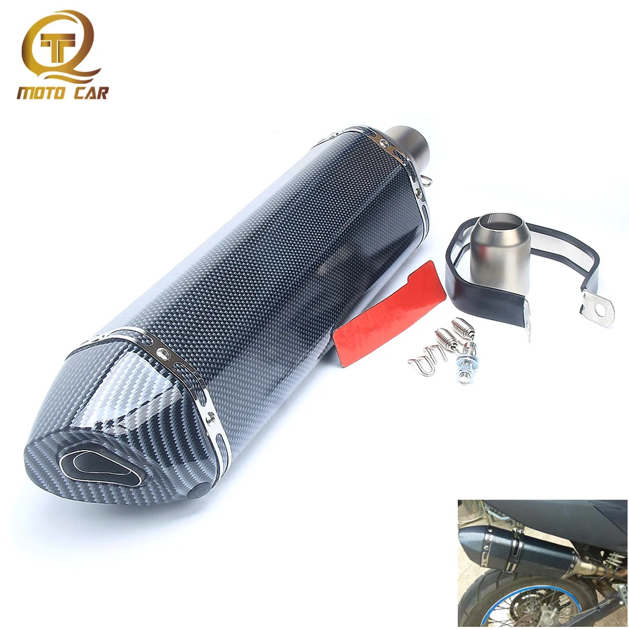 Carbon Fibre Exhaust Muffler Motorcycle 570MM Dirt Bike For Kawasaki