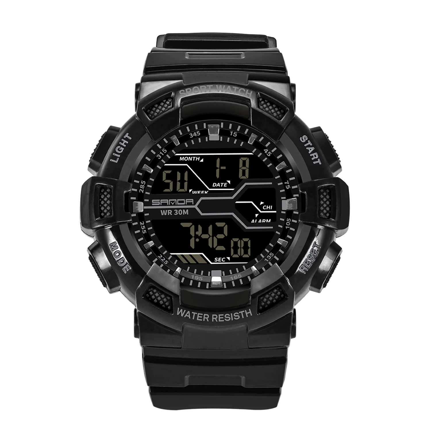 

SANDA New Men's Watch Sports Digital Watch LED Display Waterproof Watch