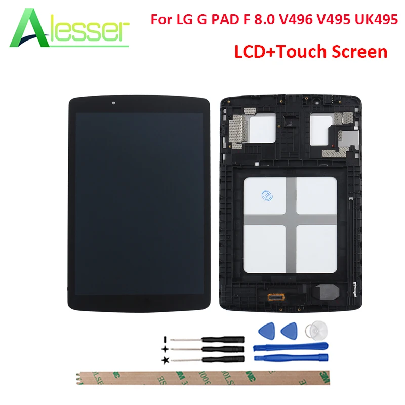 

Alesser For LG G PAD F 8.0 V496 V495 UK495 LCD Display And Touch Screen Digitizer For LG G PAD F 8.0 V496 V495 +Tools With Frame