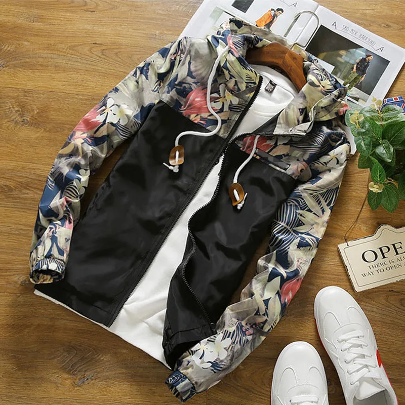 New 2018 Fashion Floral Jacket Men Brand New Spring and Summer Slim Fit Mens Casual Varsity 3