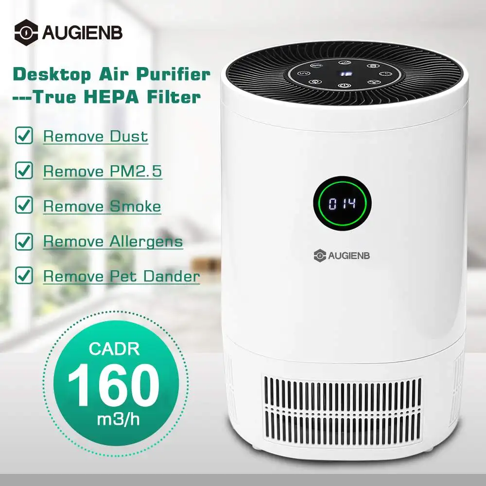 

AUGIENB Air Purifier with True HEPA Filter Air Cleaner Formaldehyde Odor Allergies Eliminator For Smork PM2.5 Dust Pollen