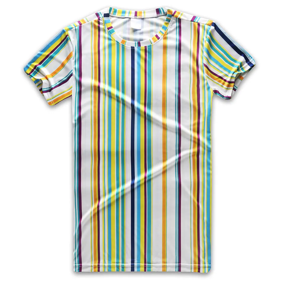 

Multi Color Men T Shirt Rainbow Striped Tee for Man Vertical Stripe Crew Neck Short Sleeve Top Tees Male