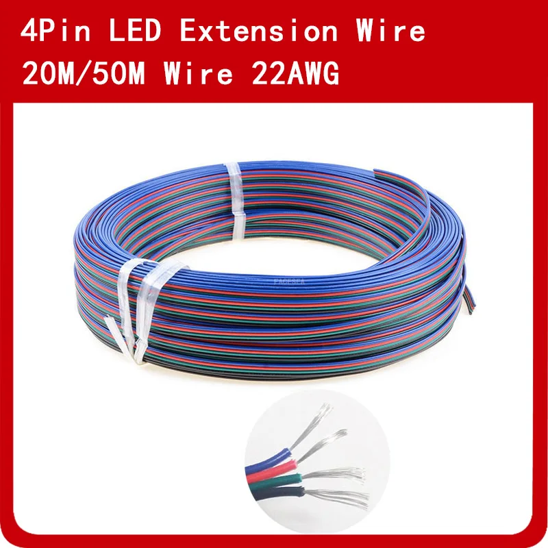 4 контактный медный провод из луженой меди удлинитель RGB Светодиодная лента 22AWG