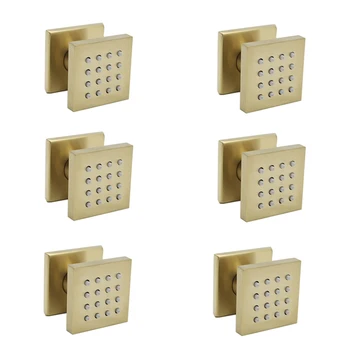

Brushed Nickel Gold Shower Brass Square SPA Massage Spray Body Jets Set 1-6 pcs