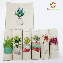 ZENGIA 15x15 см лист суккулент ручная роспись цифровая печать ткань хлопок и лен холст ткань для сумок/украшения