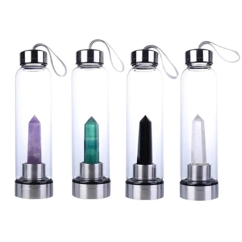 

Natural Crystal Water Bottle Point Healing Obelisk Wand Elixir Quartz Crystal Water Bottle New Style 2019 Hot Sale Dropship