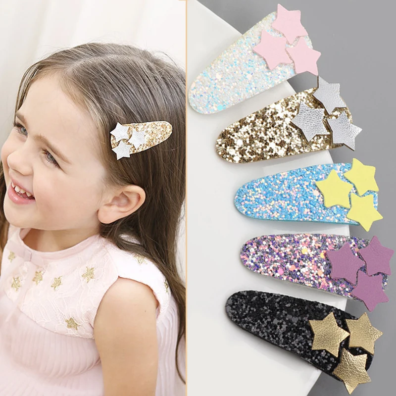 

Kawaii cute flash candy color children hairpin colorful stars dark buckle hairpin fashion party gift