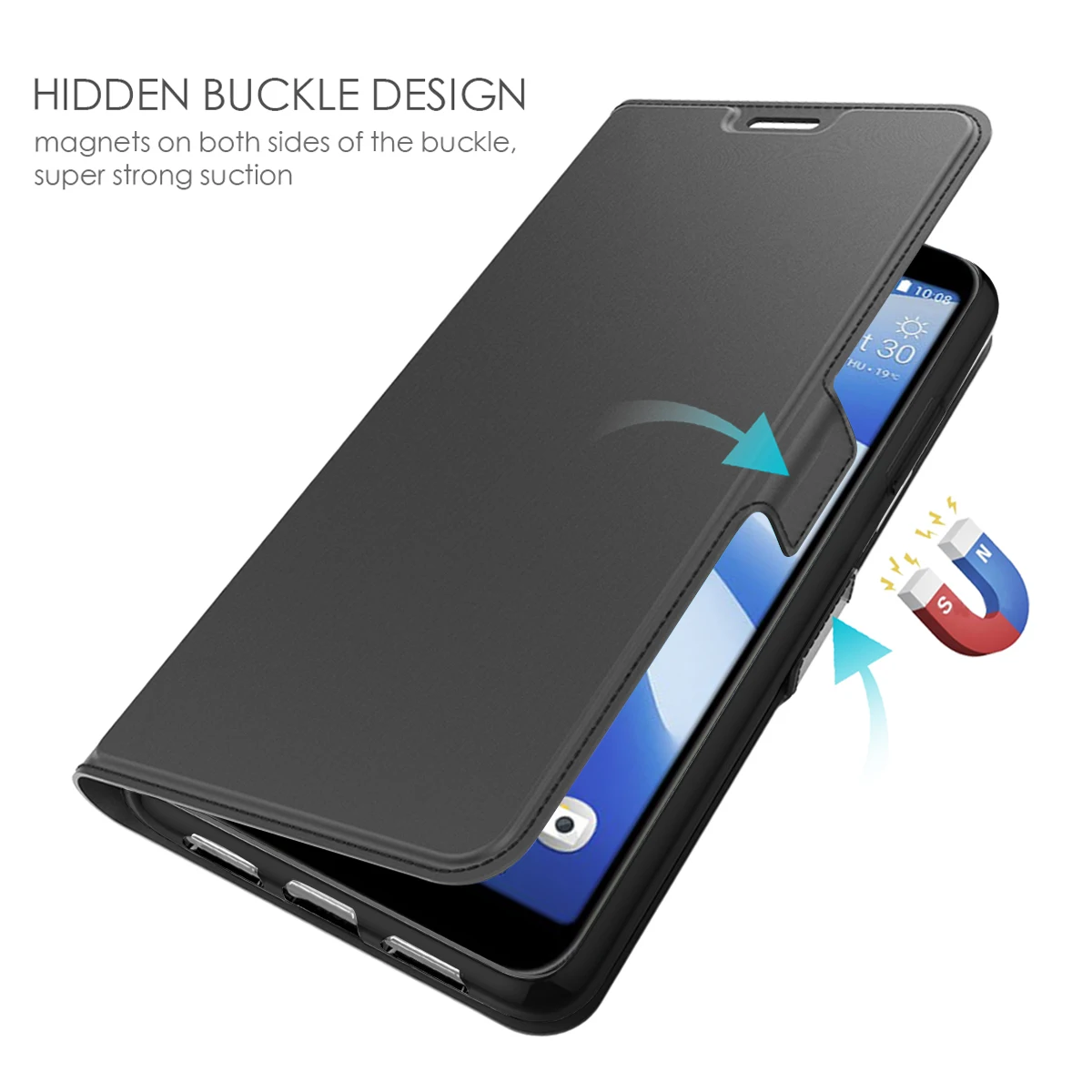 

For HTC U12 Life Case PU Leather Flip Stand Wallet Case Full Body Pocket Cover with Card Holders Magnet Buckle for HTC U12 Life