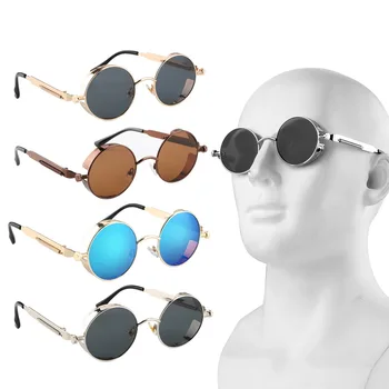 

LEEPEE Protective Gears Riding Driving Eyewear Steampunk Round Moto Goggles Motorcycle Glasses Retro Sunglasses