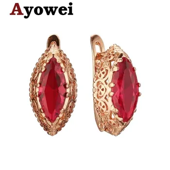 

2019 latest 925 gold earrings fashion jewelry huge red crystal zircon wedding gift Je1209a