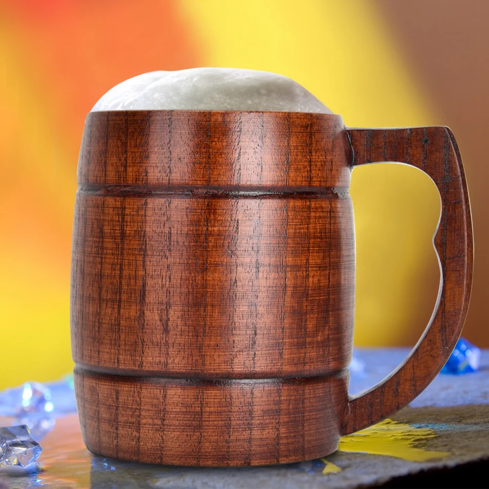 

400ml Natural Pure Wooden Beer Cup Handmade Eco-friendly Water Drinking Cups Coffee Cup Heatproof Home Carton packaging