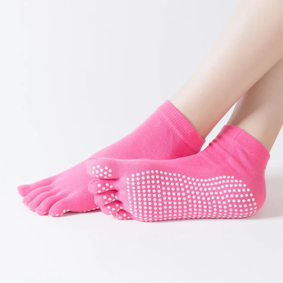 1 Pair Women Sports Yoga Socks Five Finger Slipper Anti Slip Lady Pilates Sock Ballet Heel Professional Dance Protector