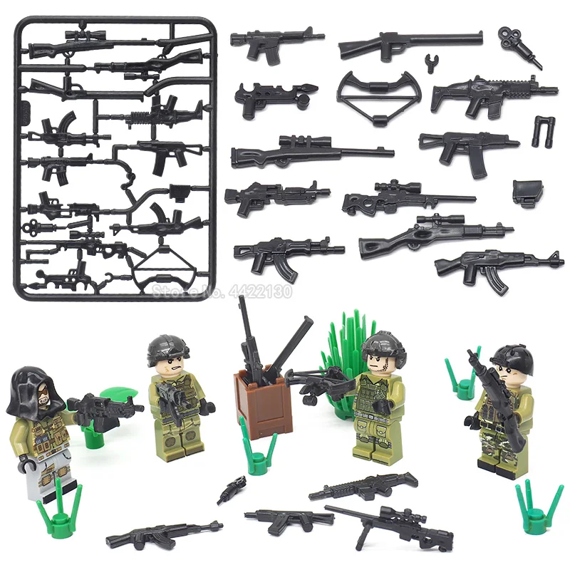 

Military Special Police Pubg Building Blocks Figures Equipment Mini Moc Ww2 Special Forces Firearms Toy With Legoinglys Weapons
