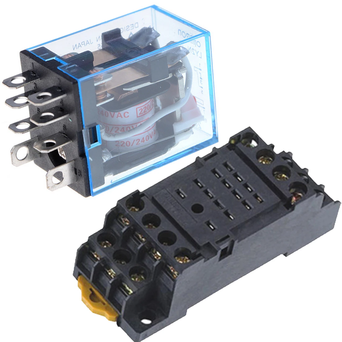 

Mini Relay 10A 12-220VAC Coil General Purpose DPDT Micro with Socket Base Holder LY2NJ Relay