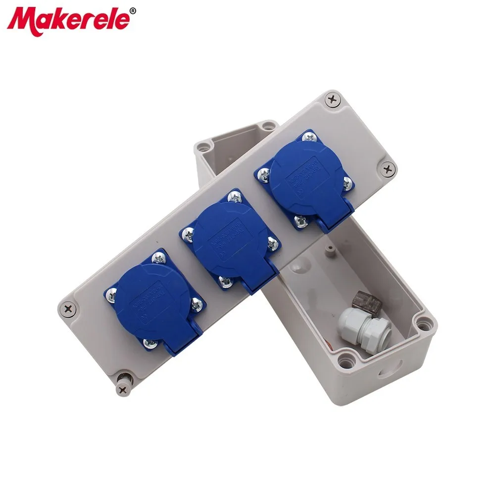 

IP54 Waterproof Socket Box With Wire Connector Multifunctional Outdoor Rainproof Socket Box Plastic Socket Boxes 3 Holes 10A