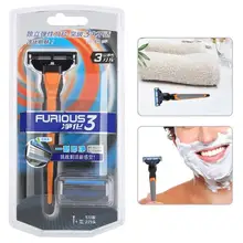 3 слойные лезвия для бритья+ противоскользящая пластиковая ручка Мужская Ручная бритва триммер для бороды принадлежности для бритья