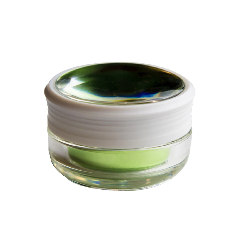 

10pcs luxury acrylic jar 5g facial cream jars cosmetic packaging makeup case green/yellow/silver plastic jar packaging container
