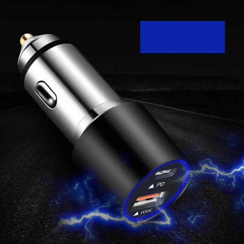 

Car Quick Charge USB Type-C PD Car Charger Phone Fast Charger ICs Protection for Oppo VOOC